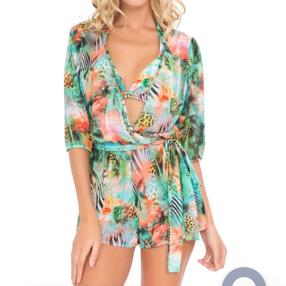 revolve LuliFama Miami nice 3/4 sleeve romper